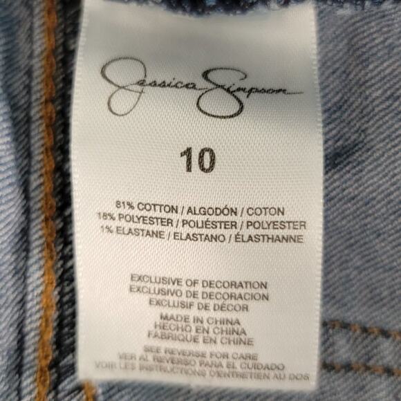 Jessica Simpson Embroidered Denim Short Overalls - Picture 13 of 14